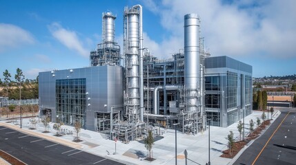 Modern Industrial Plant with Clean Energy Technology