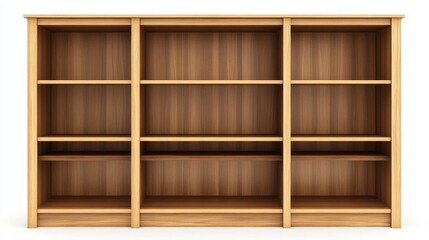 Empty Wooden Bookshelf with Open Shelves for Display