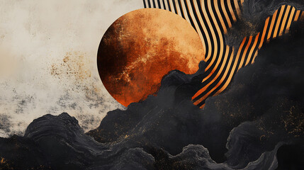 Stylish Album Cover Design Featuring a Blend of Black, Brown, and Beige Colors with Abstract Shapes for an Indie Music Artist