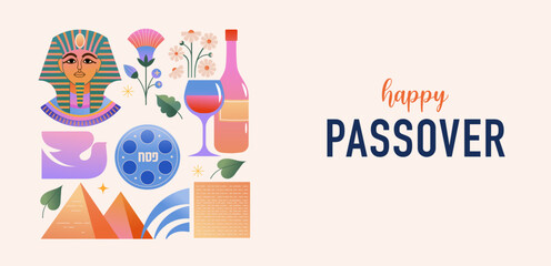 Happy Passover background, banner and poster design. Geometrical modern minimalist concept illustration