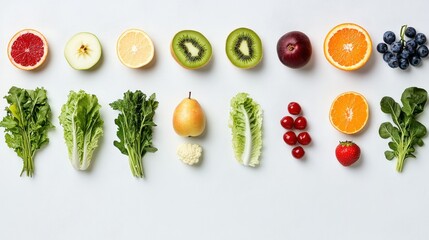 Flat Lay of Fresh Fruits and Vegetables