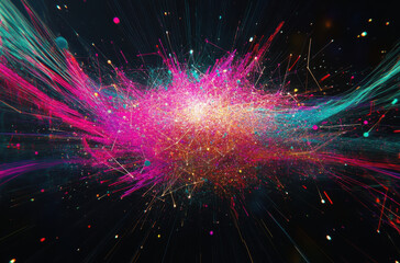 Fototapeta premium Digital background with glowing lines creating an abstract composition of colors and movements in a technology-inspired environment