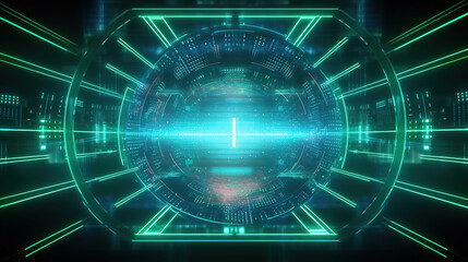 Glowing Neon Tunnel Digital Interface