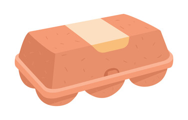 Grocery store chicken eggs box. Chicken eggs close packaging, eggs in cardboard box flat vector illustration. Farmer market chicken eggs package