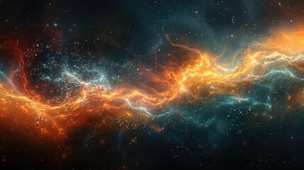 Fototapeta premium Abstract flowing wave pattern with dotted texture. Digital art for design of vibrant color with line floating in the black background. Dynamic motion evoke a sense of elegance and modernity. AIG53.