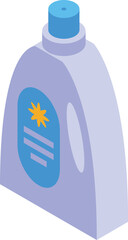 Laundry detergent in a plastic bottle with a blue label featuring a yellow sun icon, indicating its cleaning and freshening properties