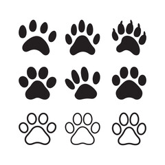 Fototapeta premium Paw icon set. Dog or cat paw print icons vector illustration. Paw print sign and symbol.