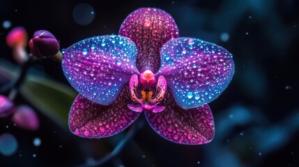 Fototapeta premium Vibrant Orchid with Dewdrops