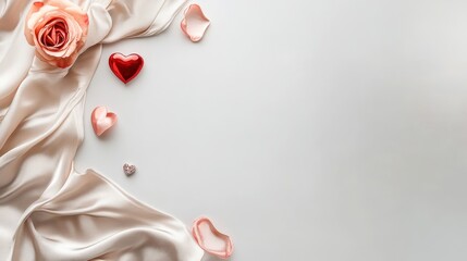 Happy Valentine Celebration Flat Lay Banner Template Design