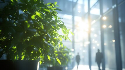 Green Plant in Modern Office Building