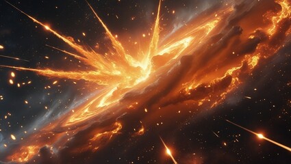 Obraz premium Celestial Eruption: A Fiery Cosmic Display