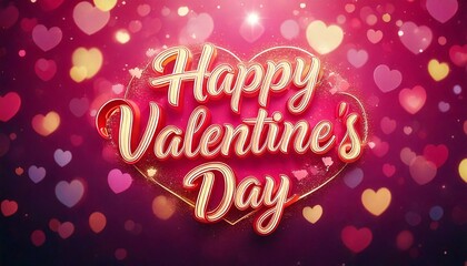 Naklejka premium Retro Glow: Happy Valentine's Day Neon Sign with Vintage Lights