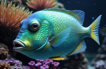 Fototapeta premium The humphead wrasse (Cheilinus undulatus) is a large species of wrasse mainly found on coral reefs in the Indo-Pacific region. It is also known as the Māori wrasse, Napoleon wrasse, Napoleon fish