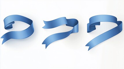 Set of blue ribbon labels on a white background.
