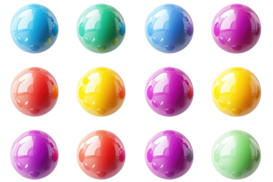 Collection set of colorful spheres on transparent background - Powered by Adobe
