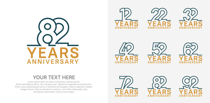 Anniversary logo set vector design, blue and brown color for celebration event