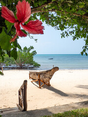 Boat anchoring at beach in Zanzibar
