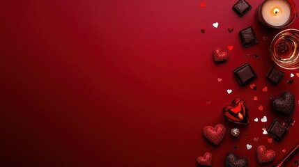 Happy Valentine Banner Template with Heart and Candle Decorations