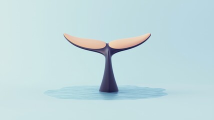 Fototapeta premium World whale day with marine and habitat idea. Minimalist whale tail emerging from calm water surface.