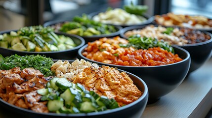 Close Up of a Bowl of Freshly Prepared Colorful Healthy Food Featuring Vibrant Vegetables and Savory Ingredients Creating an Inviting and Appetizing Culinary Experience for Food Enthusiasts and Chefs