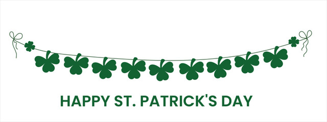  Saint Patricks day shamrock. Hand lettering Saint Patrick's Day greetings card with clover shapes and branches vector. Vector illustration. © VECTOR BUNDLE