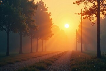 Obraz premium Glowing aura of sunlight in a foggy atmosphere, abstract, fog