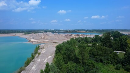 Small lakes water bodies near St Marys CBM Aggregates South aberfoyle pit. Building materials supplier in Cambridge, Ontario, Canada. Leading supplier of stone, sand and gravel for construction.
