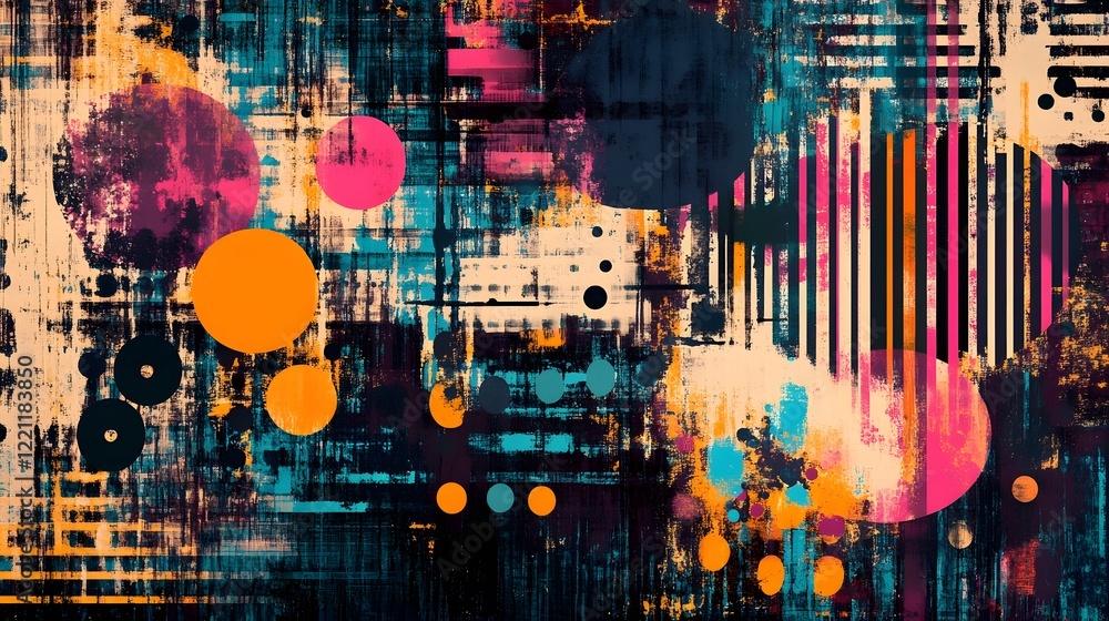Poster captivating digital tapestry of surreal geometric abstractions and vibrant chromatic expressions