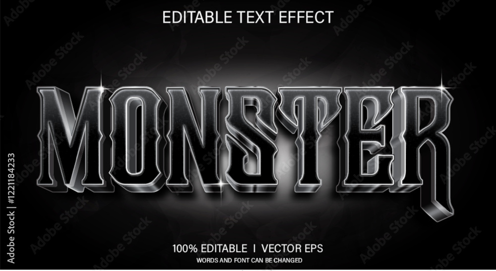 Aufkleber monster 3d vector text effect with modern style design