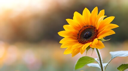 Fototapeta premium Vibrant Yellow Sunflower in Full Bloom, Close Up
