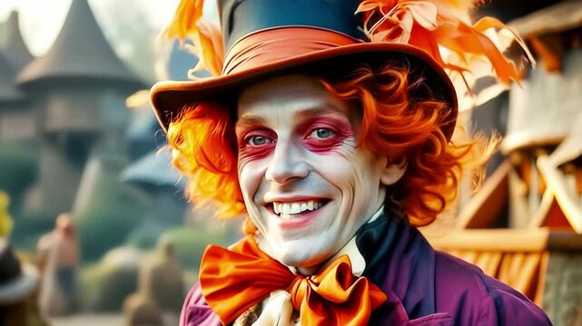 Strange and slightly crazy Hatter in a bright fantasy Wonderland