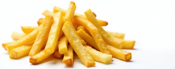 Crunchy french fries on white background , snack, food, crispy