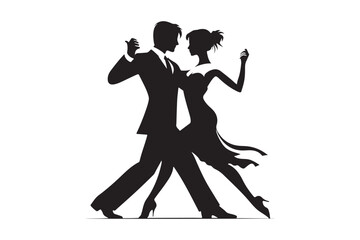 Tango Dancers Silhouette Stylish Black Vector Art