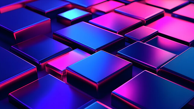 Fototapeta Neon Cubes Abstract Background  Design Texture