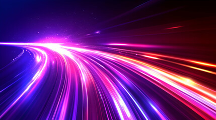 Speed, light trails, night, highway, abstract, futuristic background