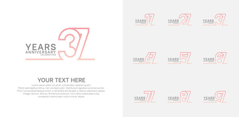 Fototapeta premium Anniversary logo set vector design, pink color for celebration event