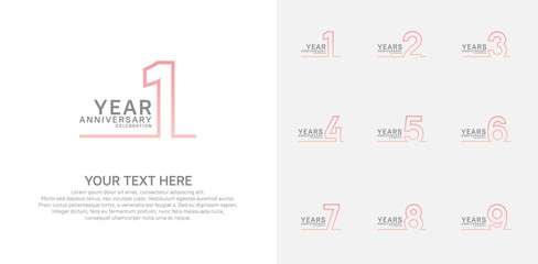 Anniversary logo set vector design, pink color for celebration event