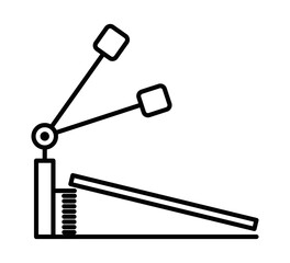 Drum pedal icon for music instruments. Editable stroke.