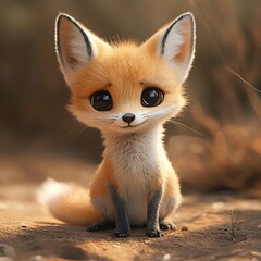 Obraz premium there is a small fox sitting on the ground with a bush behind it