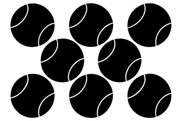  tenis balls silhouette set, vector silhouette 