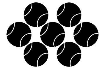 tenis balls silhouette set, vector silhouette 