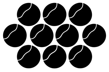  tenis balls silhouette set, vector silhouette 