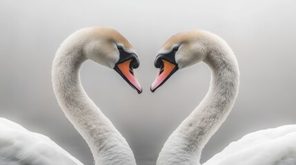 Fototapeta premium Swan love display serene lake animal behavior natural habitat close-up symbol of romance