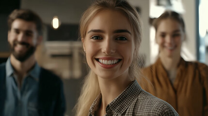 Portrait and smile of  businesswoman. Business people in office together for friendly introduction or welcome