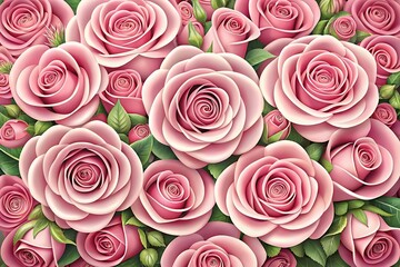 Naklejka premium Elegant Pink Roses in Full Bloom Arrangement