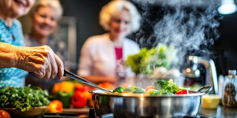 Delicious and Healthy Cooking with Friends: A Joyful Culinary Experience in the Kitchen.