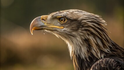 Obraz premium Golden Eagle Portrait Close-up Composition, Detailed Feathers, Majestic Bird, Wildlife Photography, Eagle Eye Eagle, Raptor