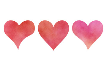Watercolour hearts isolated on white background