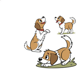 Adorable Dog in Sitting and Standing Poses

