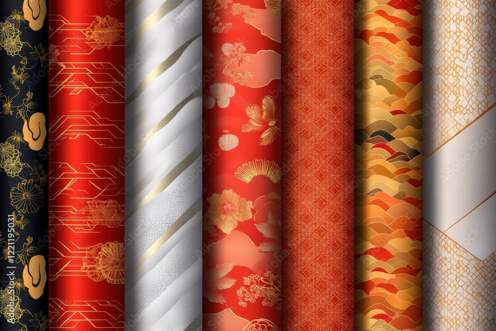 Poster elegant collection of traditional japanese textures and patterns for creative projects and backgroun
